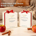 Holiday Candle Gift Set–2 Pack Wood Wick Cinnamon Apple Scented Candles,Long Lasting Natural Soy Wax Candles with Gift Boxes,Cozy Fall Aromatherapy Candle for Home Decor