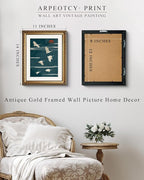 ARPEOTCY Flying Cranes Wall Art, Framed Japanese Crane Painting Print, Ornate Gold Frame, 11×14 Inch Elegant Asian Nature Décor for Living Room, Bedroom or Study