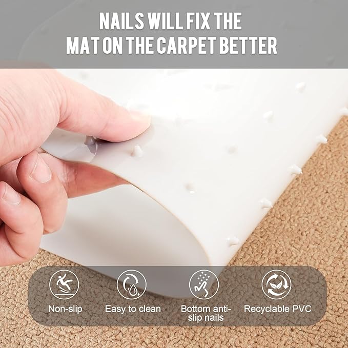 Uross Carpet Protector for Pets - 3.6FT White Round Corner Plastic Mat, Under Door Anti-Scratch Protector for Doorway, Stop Cats from Scratching Carpet