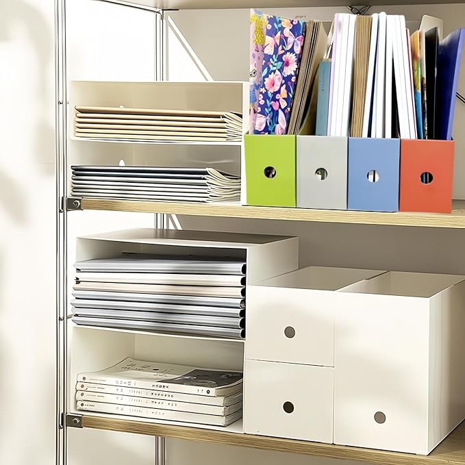 Magazine Holders for Shelves, Magazine Organizer for Desk, Set of 6, Multicolor, Elegant Supplies, Bookends & Vertical Magazine file Holder, Magazines, Reports, File Folders