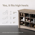 Prepac 24 Pair Shoe Cabinet, Entryway Bench, Mud Room Organization and Storage Bench with 24 Shoe Cubbies, Brown, 15.5"D x 60"W x 20.25"H