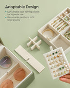 SONGMICS 2-Layer Jewelry Box, Jewelry Organizer with Handle, Removable Jewelry Tray, Jewelry Storage, Floating Effect, 8.1 x 9.4 x 4.3 Inches, Gift Idea, Sage Green UJBC165C02