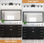 Black 6-Light Bath Vanity Lights for Mirror, Restroom Lights Fixtures with with Clear Glass Shades,Bathroom Over Sink Light Fixtures, Bathroom Light Fixtures Over Mirror