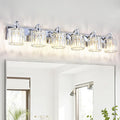 6-Light Modern Bathroom Light Fixture Chrome Vanity Lights Over Mirror Wall Sconce Lighting with K9 Crystal Shades Bathroom Wall Lamp E26 Base for Bedroom, Living Room, Hallway