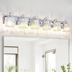6-Light Modern Bathroom Light Fixture Chrome Vanity Lights Over Mirror Wall Sconce Lighting with K9 Crystal Shades Bathroom Wall Lamp E26 Base for Bedroom, Living Room, Hallway
