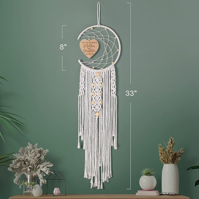 Mom Gifts for Christmas from Daughter Son, Decorations Dream Catcher with Heart Pendant Birthday Gift for Mom New Mother Mother in Law Wife Stepmother Boho Home Wall Decor