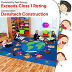KIDCARPET.COM World Character Rectangle Classroom Rug | Bordered Area Rug for Preschool Daycare Learning, 6' x 8'6"