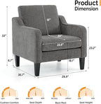 VINGLI Accent Chairs for Living Room Chairs Reading Chair Mid Century Modern Chair Soft Chenille Sofa Chair Upholstered Arm Chair Comfy Chair Side Chair (Light Grey Chenille)