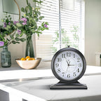 Retro Mantel Décor Desk Clock, 10-inch Vintage Table Clocks for Fireplace, Easy to Read Clocks for Living Room, Bedroom, Office, Desktop Decoration (Black)