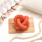 3 Link Wood Knot Decor Rustic Home Décor Accents Hand Carved Coffee Table Decoration, Boho Chain Link Decoration, Modern Shelf, Rustic Objects for Home Living Room Bedroom(Orange)