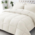 JOLLYVOGUE Full Comforter Set, Ultra-Soft Bed in a Bag Full Size 7 Pieces, Oeko-TEX Certified Bedding Set with Down Alternative Comforter, Sheets, Pillowcases & Shams, Ivory