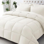 JOLLYVOGUE Full Comforter Set, Ultra-Soft Bed in a Bag Full Size 7 Pieces, Oeko-TEX Certified Bedding Set with Down Alternative Comforter, Sheets, Pillowcases & Shams, Ivory