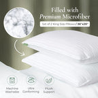 Fern and Willow Premium King Size Bed Pillows - Set of 2, 36"x20" - Luxurious Ultra-Soft Cooling Pillow - Hotel Quality, Down Alternative Fill, Medium Firm Support for Side, Back & Stomach Sleepers