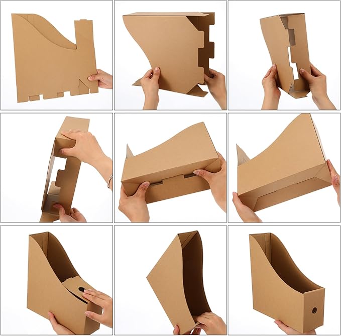 20 Pack Cardboard Magazine File Holders, Sturdy Book Bins for Classroom Library, 10.6'' ×10.2'' ×3.5'' Inch Vertical File Folder Box