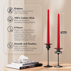 10-Inch Tall Dripless Taper Candles Set of 4 - Red Tapered Candles, Perfect for Christmas - Smokeless, Unscented, Long Burning - Hand Poured, Colored Tall Candlesticks - Bright Red