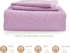 Exclusivo Mezcla California King Quilt Bedding Set, Lightweight Lilac Quilts Cal Oversized King Size for All Seasons, Soft Microfiber Bedspreads Coverlets with Leaf Pattern, 3 Piece
