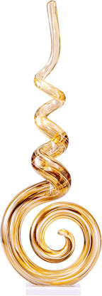 15" Tall Hand-Blown Murano-Style Glass Sculpture Statues Art Ornament Statue Figurines Home Decor Accent Piece Coastal Ocean Nautical Home Decor,Shelf,TV Stand,Tabletop Centerpieces,Wonderful Gift