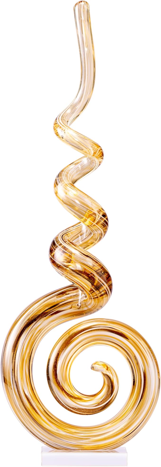 15" Tall Hand-Blown Murano-Style Glass Sculpture Statues Art Ornament Statue Figurines Home Decor Accent Piece Coastal Ocean Nautical Home Decor,Shelf,TV Stand,Tabletop Centerpieces,Wonderful Gift