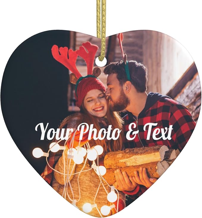 Personalized Christmas Ornaments with Picture Custom Christmas Ornament 2025 Customized Photo Ornament for Christmas Tree Ceramic Xmas Tree Decor for Family Couples Friends