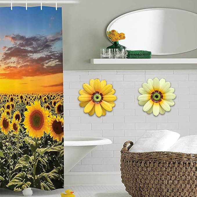 YEAHOME 10'' Sunflower Wall Decor, Metal Flower Wall Art Decorations, Sunflower Spring Yard Garden Decor Hanging for Kitchen, Bathroom, Handmade Gift for Indoor or Outdoor, Set of 2 Wall Sculptures