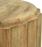 Fully Assembled Round Side Table with Gold Geometric Design & Wave Pattern, Solid Wood End Table Nightstand for Living Room, Bedroom, Office, 18 Inch (Wavy Natural Wood)