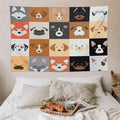 VUMIVI Dog Tapestry Funny Cartoon Pet Patterns Colorful Illustrations Square Animals Tapestry Wall Hanging for Living Room Bedroom Dorm Classroom Aesthetic Decor W90xL60in