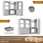 Aheaplus Closet System with 6 Drawers, 4 Hanging Rods & Corner Tower, Corner Closet System with Hanging, 86.8" L-Shaped Walk-In Wardrobe Organizer, 2000+ lbs Capacity, Set of 3, Grey