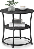 VASAGLE 21.7-Inch Round Side Table, 2-Tier End Table, Nightstand with Steel Frame, Spacious Top, for Small Spaces, Living Room, Bedroom, Charcoal Gray and Ink Black ULET056B22