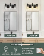 3-Light Bathroom Light Fixtures, Black Vanity Light with Cylinder Clear Glass Shade, Modern Vanity Lighting Fixtures Over Mirror, VL143-MB-3
