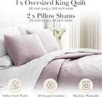 Southshore Fine Living, Inc. Oversized King Quilt Set, Lavender Quilt Bedspread King/California with 2 Matching Pillow Shams, Machine Washable Bedding, Soft & Cozy Coverlet, Lavender
