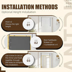 Antok Over The Door Mirror Full Length, 49'' x 14''Wall Mounted Hanging Mirror, Aluminum Alloy Frame, Shatterproof Glass, No Drill Installation for Bedroom, Closet, Bathroom, Dorm, Round Corner,Gold