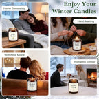 4 Pack Winter Candles - 28oz Soy Candle Set, Winter Scented Candles with Apple Cinnamon, Fir Balsam, Mulled Cider, Sandalwood – Holiday Candle Gifts for Women,New Years Home Decor & Valentines Day