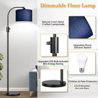 【Upgraded】 Dimmable Matte Black Floor Lamp, 1202 Lumens LED Bulb Included, Arc Floor Lamps for Living Room Modern Standing Lamp with Blue Shade, Tall Lamp for Living Room Bedroom Office Reading Room