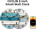 CHYLIN Wall Clock, Silent Non Ticking Battery Operated, Rustic Coastal Country Clock Decorative for Bathroom Kitchen Bedroom 8