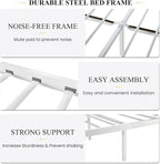 SHA CERLIN Queen Size Bed Frame with Headboard,Metal Bed Frame with Butterfly Pattern Design Headboard & Footboard,No Box Spring Needed,Easy Assembly,White