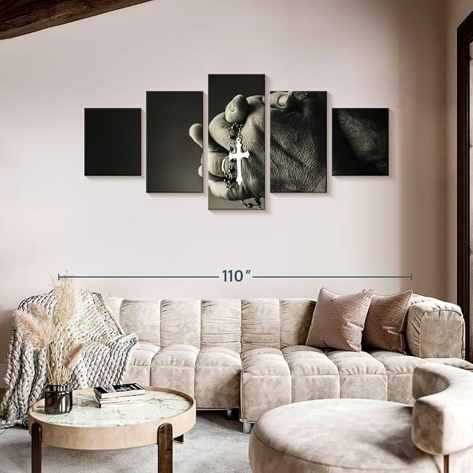 Elephant Stock Christian Prayer Canvas - 5 Panel Pictures Decor - Digital Design Canvas Print - Christian Wall Decor - 92" X 42"