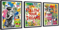 Novatique Modern Street Graffiti Wall Art Abstract Graffiti Street Print Pictures Colorful Banksy Poster for Living Room Bedroom Ready to Hang,16" x 24" x 3pcs