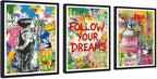 Novatique Modern Street Graffiti Wall Art Abstract Graffiti Street Print Pictures Colorful Banksy Poster for Living Room Bedroom Ready to Hang,16" x 24" x 3pcs