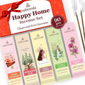 Happy Home Incense Sticks Multipack- (5 Variants) Charcoal Free, Made from Upcycled Flowers | Insense Cozy Warm Sticks Like Vanilla Cake, Balsam Cedar, Rose & Cinnamon | Perfect Incense Gift Set