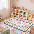 Kids ABC Rug for Playroom, Classroom Alphabet Area Carpet Playmat,Washable Toddler Mat for Baby Room,Play Room,Bedroom,Floor,Nursery (Pink,7'x10')