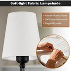 Kvhilw Bathroom Vanity Light, Matte Black Bathroom Light Fixtures, 2-Light Lighting Fixtures Over Miror, Modern Wall Sconce with Flared White Fabric Shade, E26 Socket(ETL Listed)