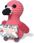Mini Positive Flamingo Crochet Gifts, Birthday Gifts for Women Men Handmade Presents, Inspirational Small Animals Cute Flamingo, Emotional Cheer Up Funny Decor (Awesome)