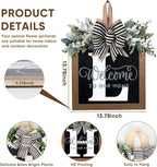 Ultra Large 14'' Last Name All Year Round Front Door Wreath with 26 Initial Letter Welcome Sign All Seasons Eucalyptus Garland and Bow Wreaths for Front Door Porch Farmhouse Decoration (L)