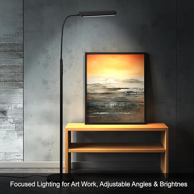 FRIDEKO HOME LED Floor Lamp with Remote, Dimmable Bright Reading Lamp for Crafts, Painting, Office & Bedroom, Adjustable Gooseneck Standing Light, 4 Color Temperatures, 1800LM, Touch Control, Black