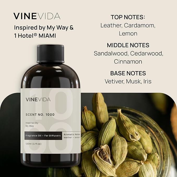 VINEVIDA (4oz) Hotel Fragrance Collection Diffuser Oil - Scents for Home - Cold Air Diffuser Oil - Essential Oil - No.1000 Inspired by My Way