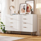 GarveeHome 8 Drawer Dresser for Bedroom, Fluted 55 in Wide Modern Chest of Drawers with Deep Drawers, Wooden Dresser Organizer for Living Room, Hallway, Kids Room, White