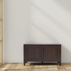 SIMPLIHOME Connaught Storage Bench - 36 inch Wide Solid Wood Small Trunk Bench in Chestnut Brown, Traditional Bench for Entryway with Lift-Up Lid and Dual Hidden Compartments