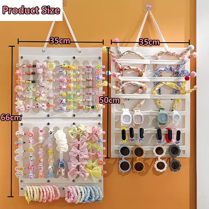 2 Pack Hair Bows Holder,Hair Clips Storage Hanger Large Capacity,Hair Bows Organizer Wall Hanging for Girl Room,Hair Accessories Organizer（Yellow）