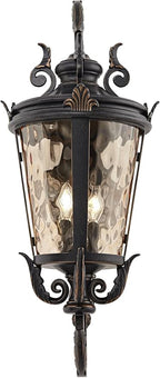 John Timberland Casa Marseille Vintage Outdoor Wall Light Fixture Veranda Bronze Scroll Frame 31" Champagne Hammered Glass for Exterior House Porch Patio Outside Deck Garage Yard Front Door