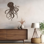 SIGNLEADER Metal Wall Art Decor Octopus Minimalist Modern Abstract Wall Sculpture Hangings Home Decoration for Living Room, Bedroom, Bathroom, Kitchen, Outdoor - 30" Bronze
